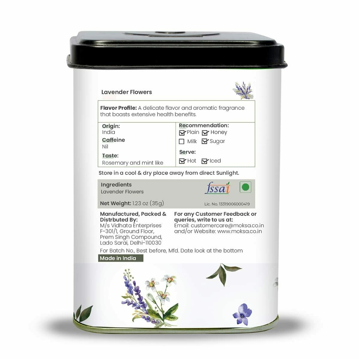 Lavender Flowers Tea |Caffeine Free | Herbal Tea |Lavender Flowers Buds  Dried Perfect for Tea | Organic Farms of Kashmir|Promotes Better Sleep |Good  for Hair and Skin |Calming & Stress Relief |Fresh