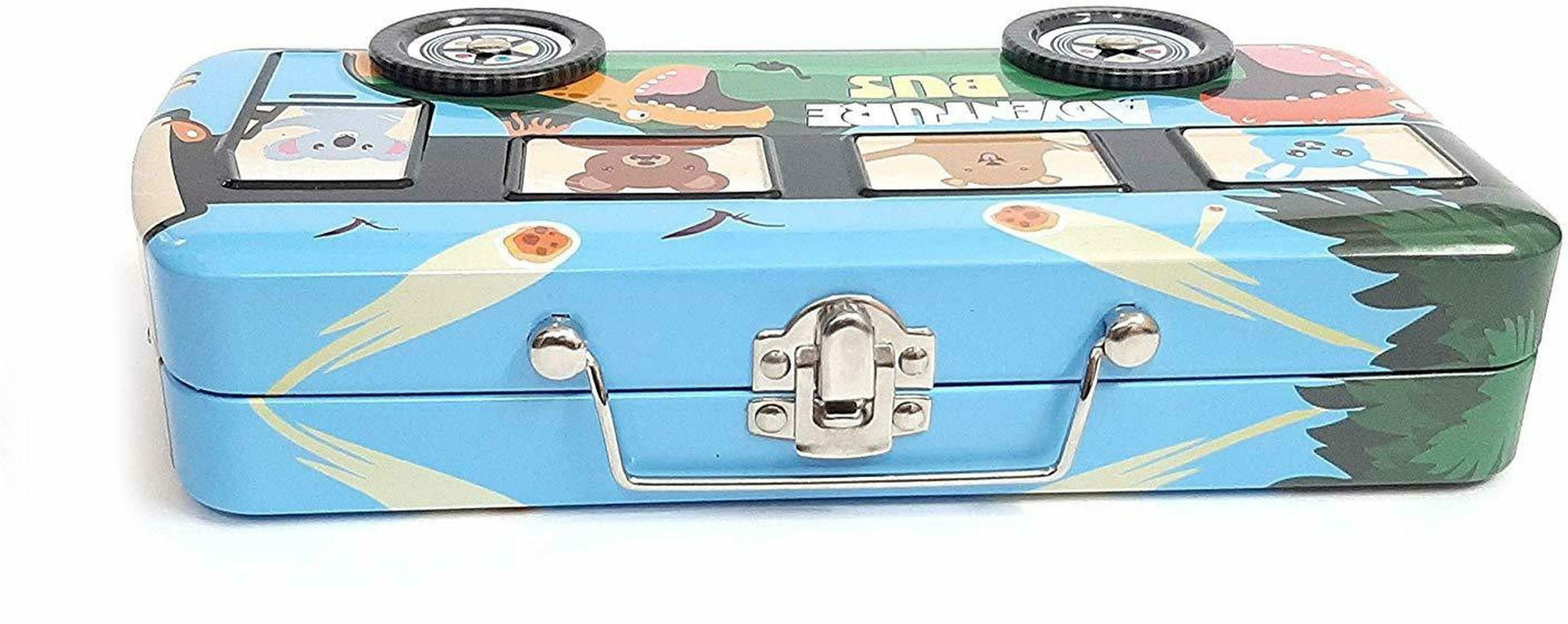 Buy POKSI adventure bus|DOUBLE DECKER|MOVING TYRE PENCIL BOX|LARGE