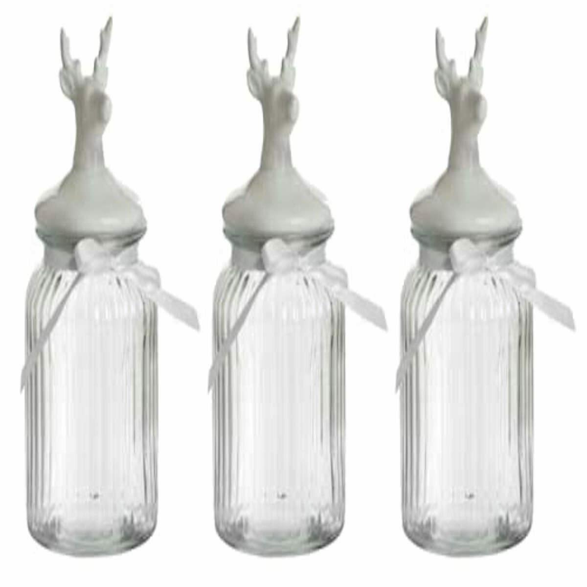 Homies Reindeer Deer Ceramic Push Lid Glass Mason Jar Bottle Container 1000 Ml Glass Utility Container Pack Of 3 Clear Jiomart
