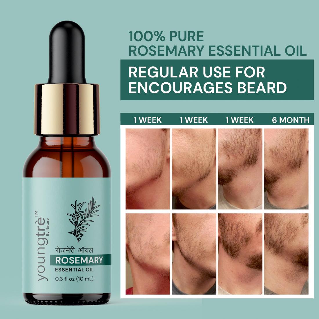 Youngtre Rosemary Beard Oil 100% Pure for Natural Shiny Dense Beard Hair  Growth & Moisturizing, Nourishment Beard, Skin & Reduce Acne, Pimple, Dark  Circles-10 ML - JioMart