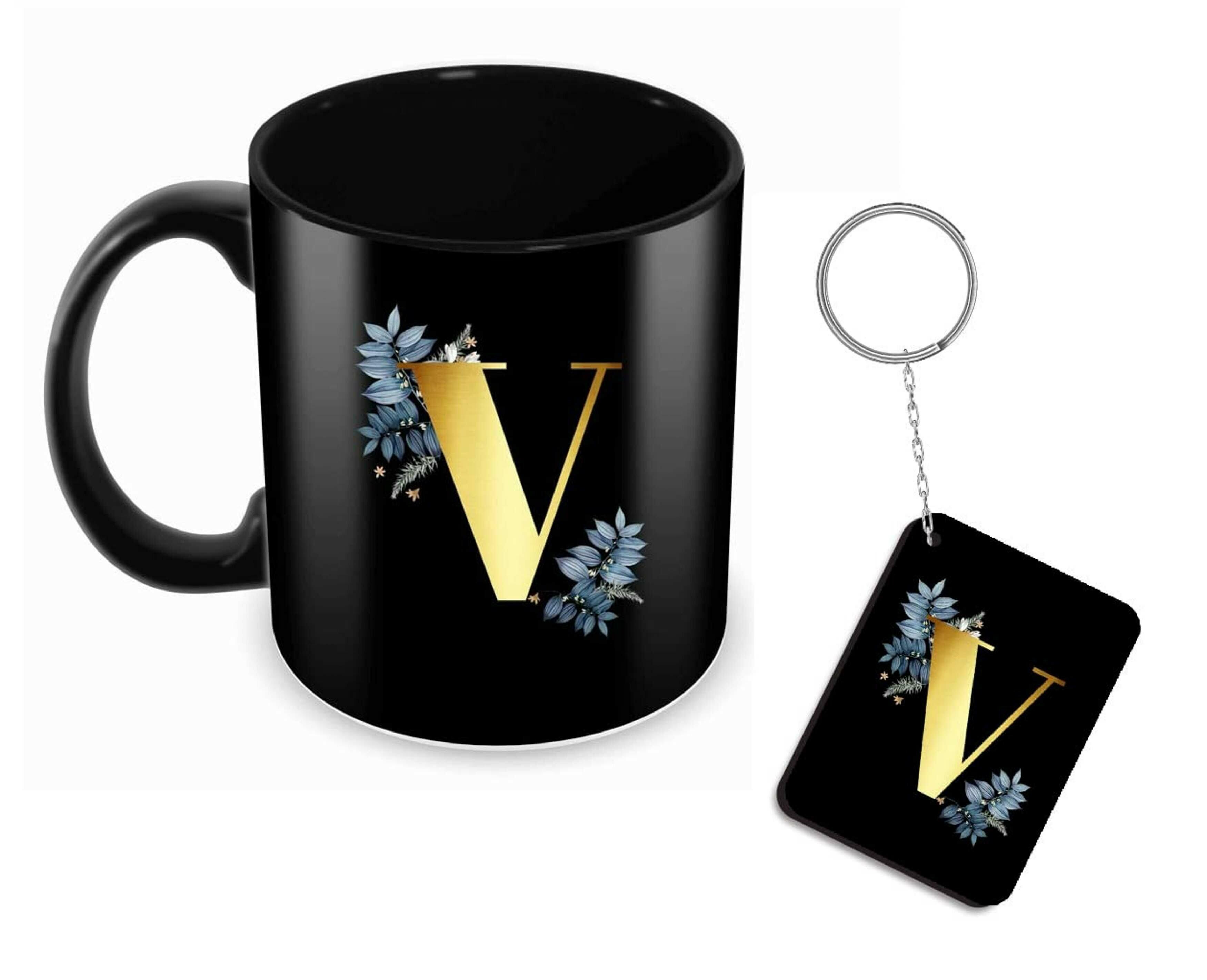 Buy Jiya EnterpriseTuelip Black Ceramic V Alphabet Printed Design