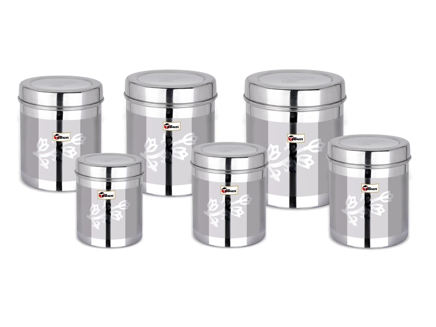 EBun Stainless Steel Laser Finish Floral Dabba Containers Set with ...
