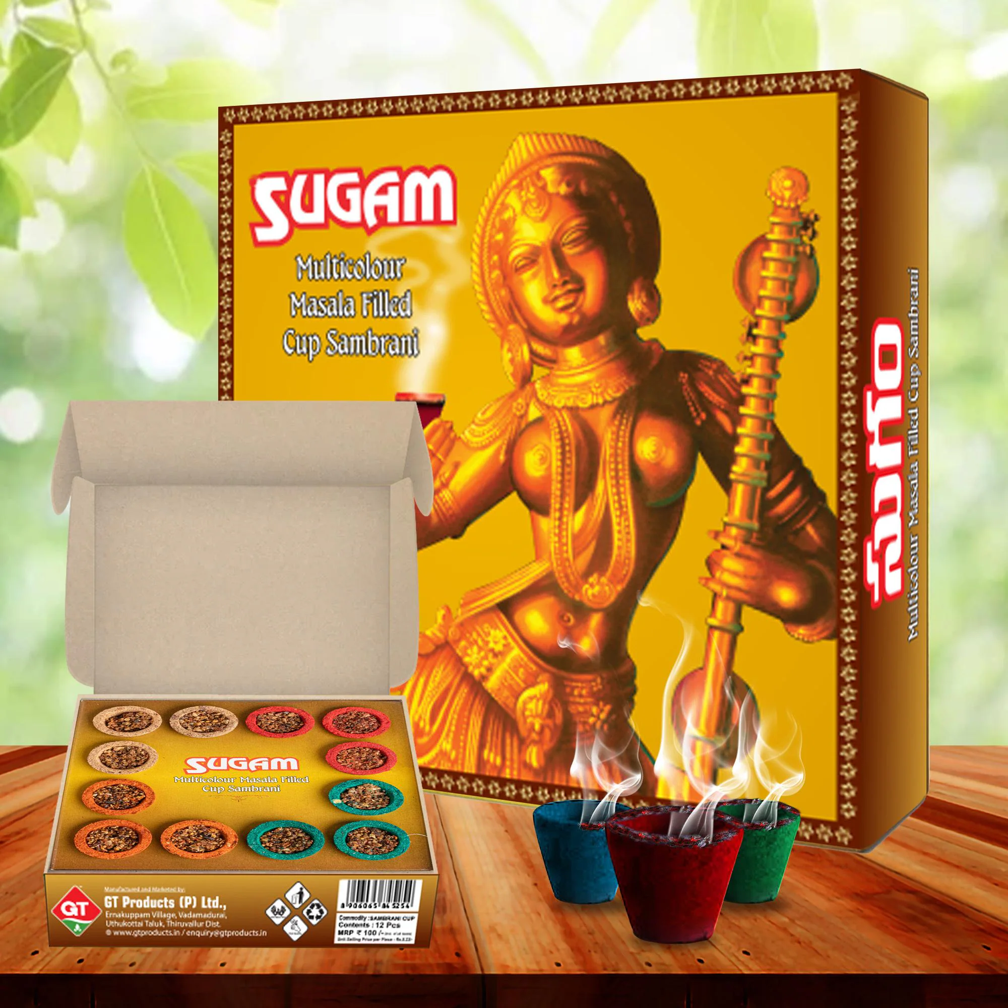 Buy GT Sugam Multi Colour Natural Fragrance Masala Filled Sambrani