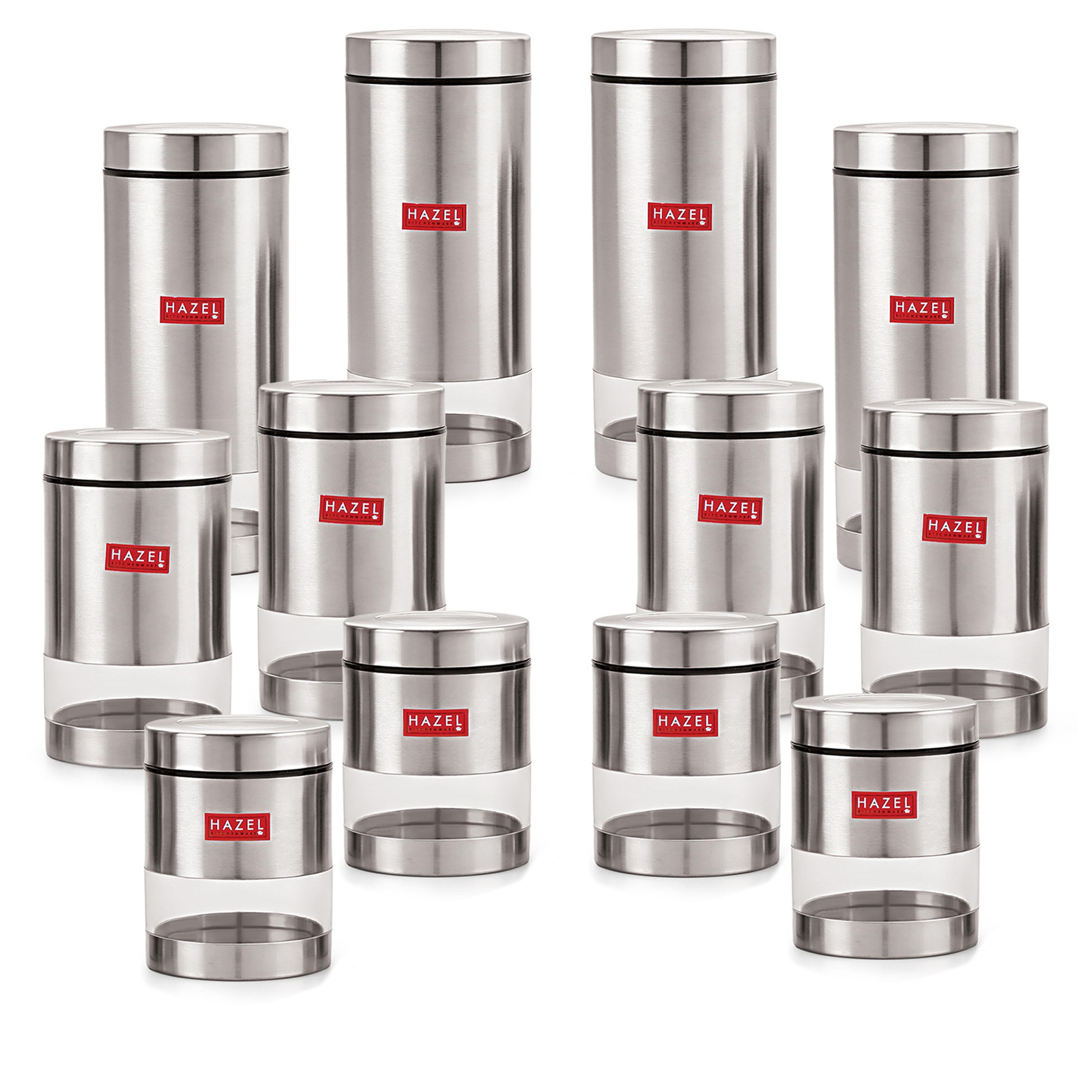 Hazel Stainless Steel Masala Container Set Of 12 Transparent Masala Boxes For Kitchen I See Through Small Container For Spices I Capacity Of 500 Ml 700ml 1000 Ml Silver Matt Finish Jiomart Hazel Stainless Steel Masala Container Set Of 12 Transparent Masala Boxes For Kitchen I See Through Small Container For Spices I Capacity Of 500 Ml 700ml 1000 Ml Silver Matt Finish Jiomart