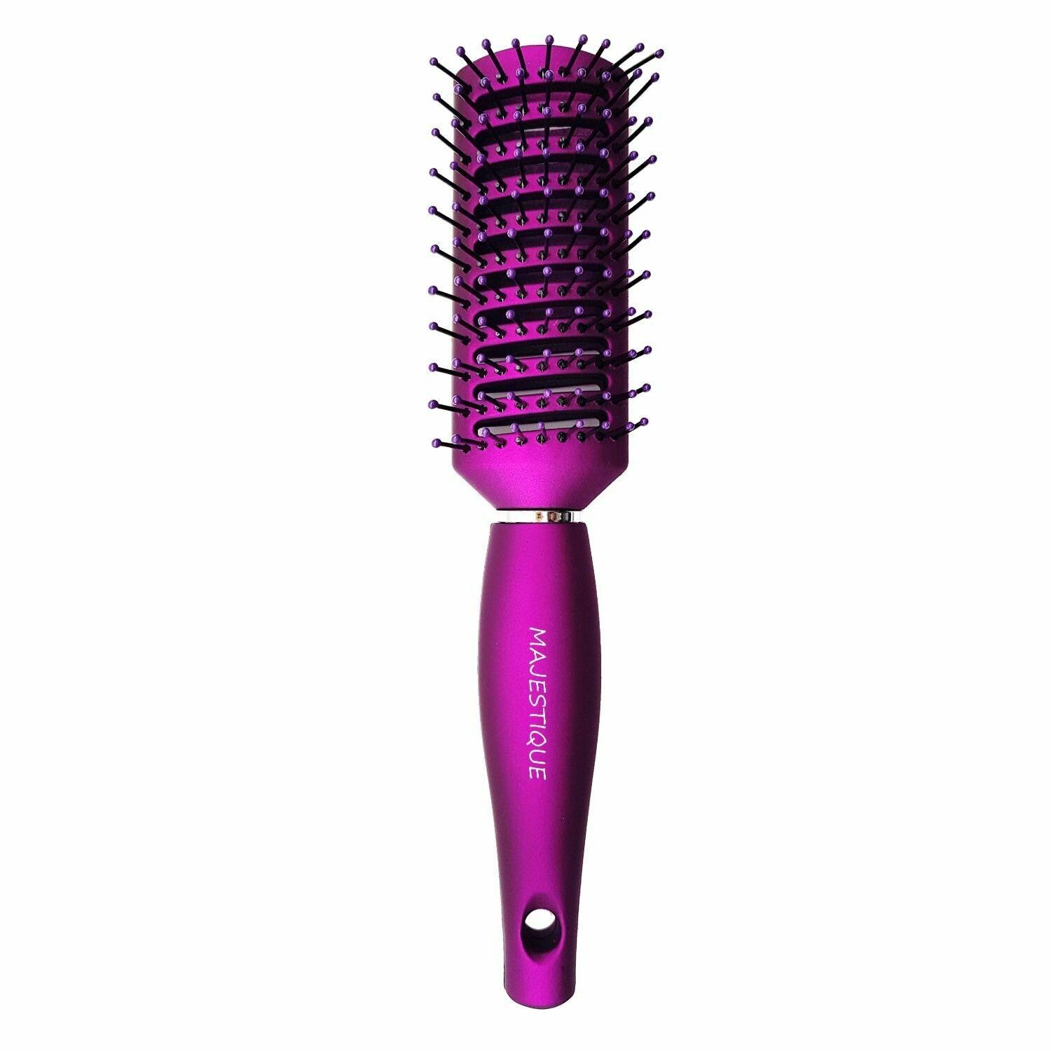 Majestique Vented Hair Brush 9 Row Purple Series - Vente Hairbrush for Men  and Women, Vent Brushes With Ball Tipped Bristles for Wet Short Curly  Straight Hair for Blow Drying & Hair