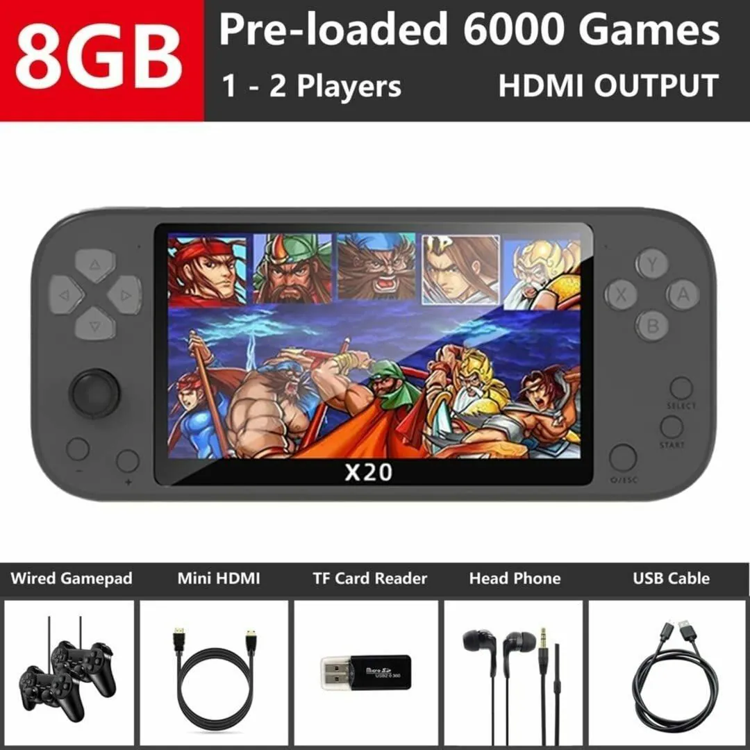 Buy DKD X20 Handheld Arcade Retro HD Video Game Player 8GB Built