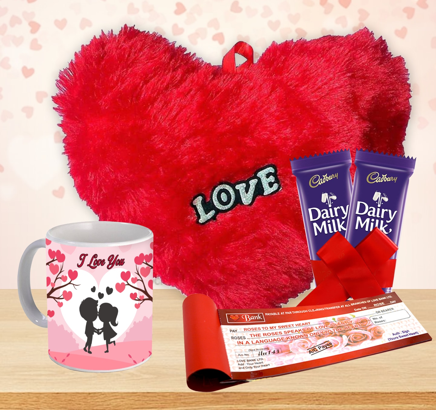 Midiron Romantic Gift For Girlfriend, Wife| Chocolate Gift For Him/Her| Valentine  Gift For Girlfriend, Wife, Husband, Boyfriend |Birthday & Anniversary Gift  With Chocolate Bars, Printed Mug, Love Cheque Book & Soft Heart -