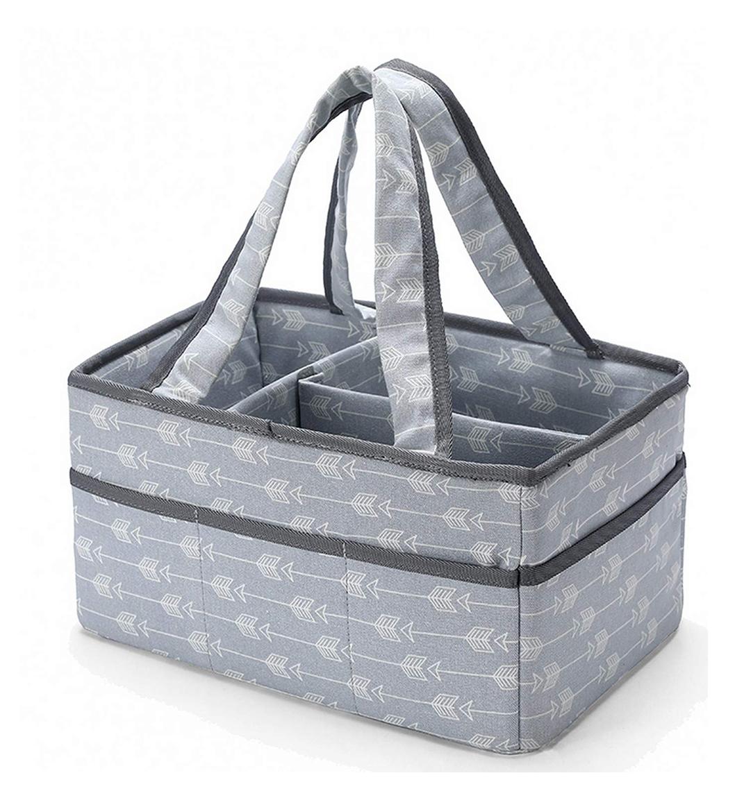 Baby Diaper Caddy Organizer Large Wipes Baby Shower Gift Baskets Blue Girl or Newborn Felt Diaper Caddy for Boy Portable Car Travel Bag Storage Bin for Diapers Toys or Books etc. 
