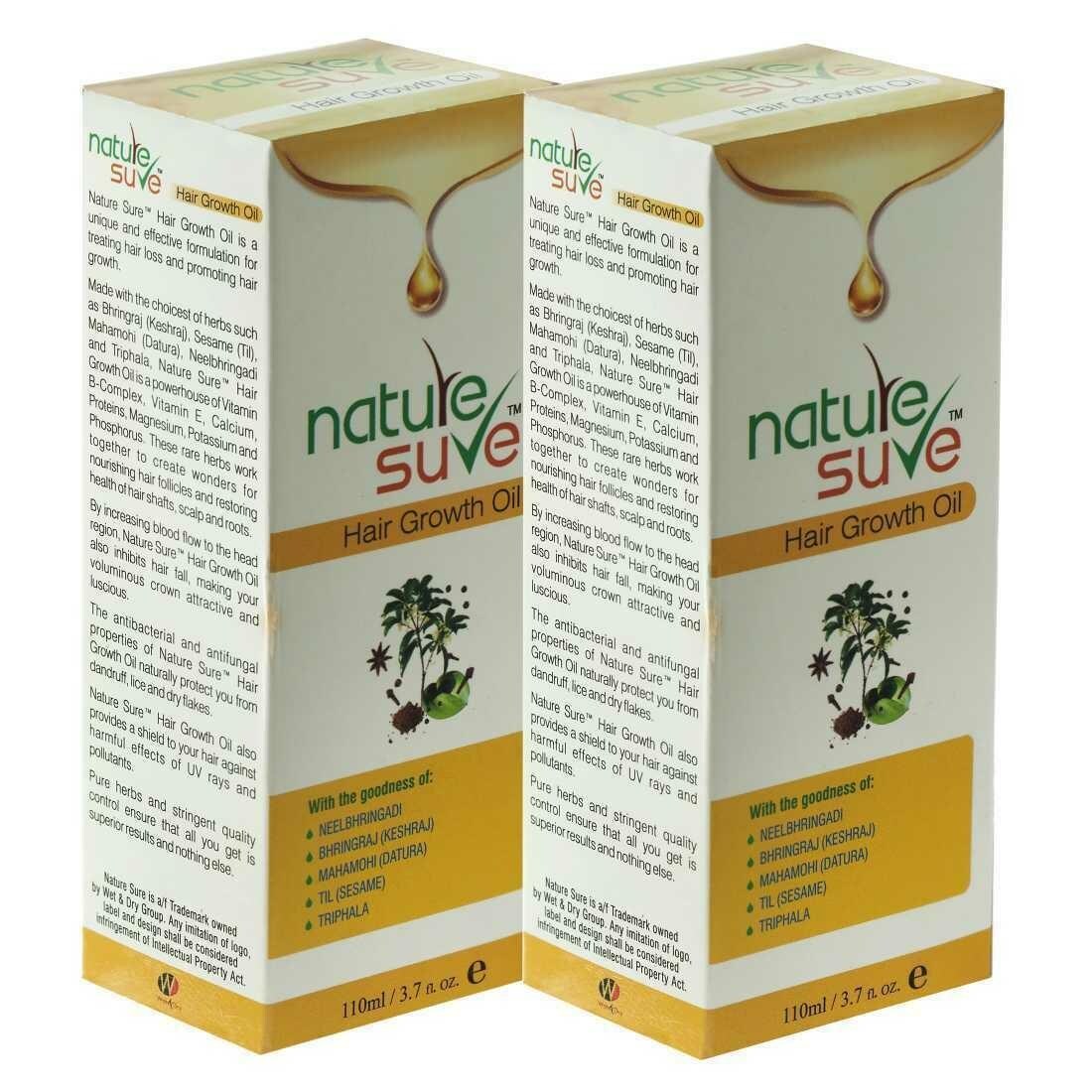 Nature Sure Hair Growth Oil for Darker and Stronger Hair in Men and Women -  2 Packs (110 ml each) - JioMart