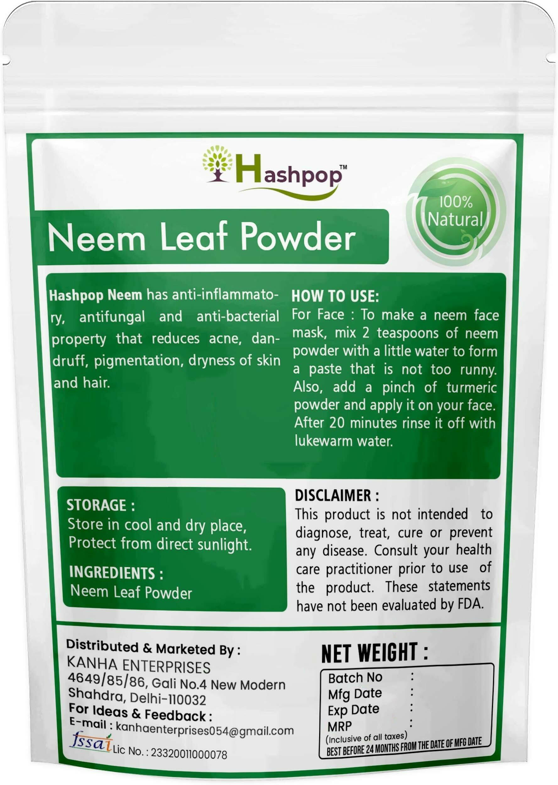 Hashpop Natural Neem Leaf Powder For Face Pack And Hair Pack -50 gm -  JioMart