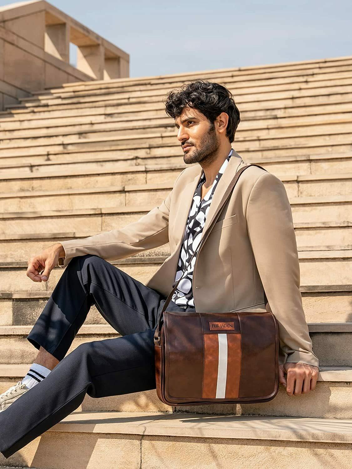 Buy Fur Jaden Brown Faux Leather One Side Shoulder Satchel Bag for