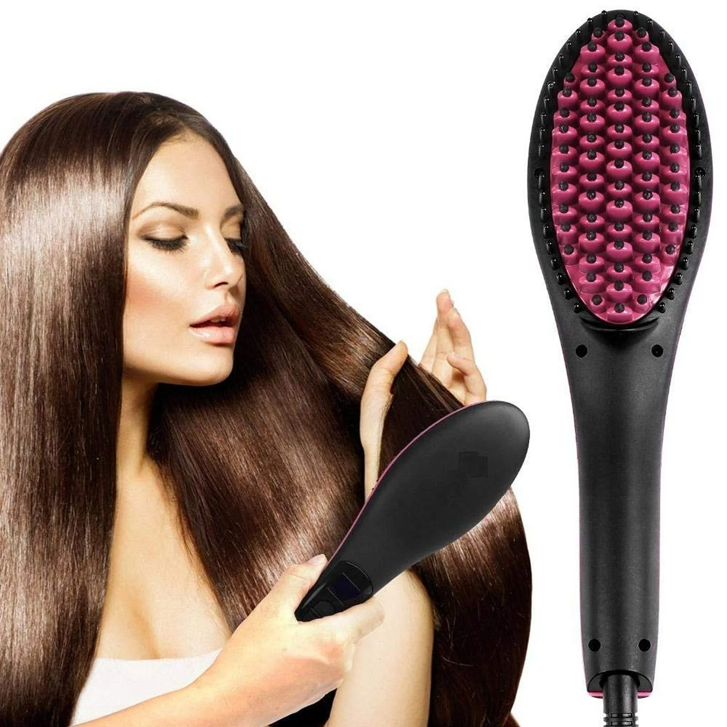 Shopeleven Ceramic Electric Hair Straightener Comb Brush with Temperature 2  in 1 Fast and Simply Straightener Brush for All Types Hair for Women (Pack  of 1) - JioMart