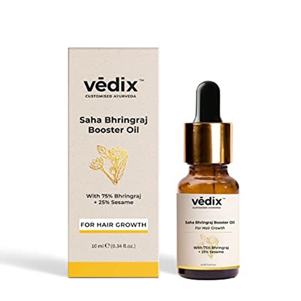 Vedix Saha Bhringraj Booster Oil, Customised Ayurvedic Hair Oil For Hair  Fall Control, Potent Booster Oil With Bhringraj And Sesame - 10ml - JioMart