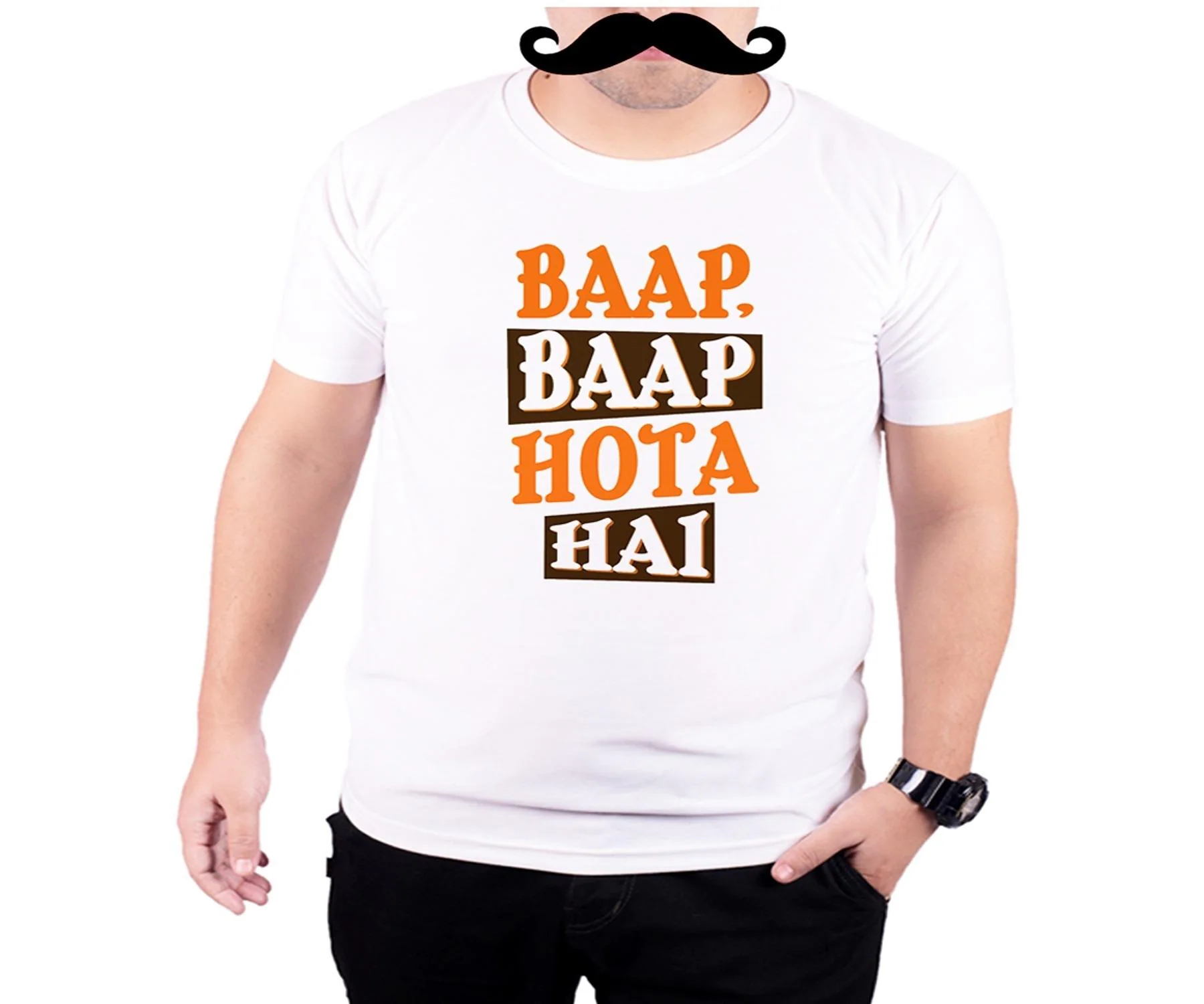 Mooch Wale Baap Baap Hota Hai White Quick-Dri T-shirt For Men - White, XL -  JioMart