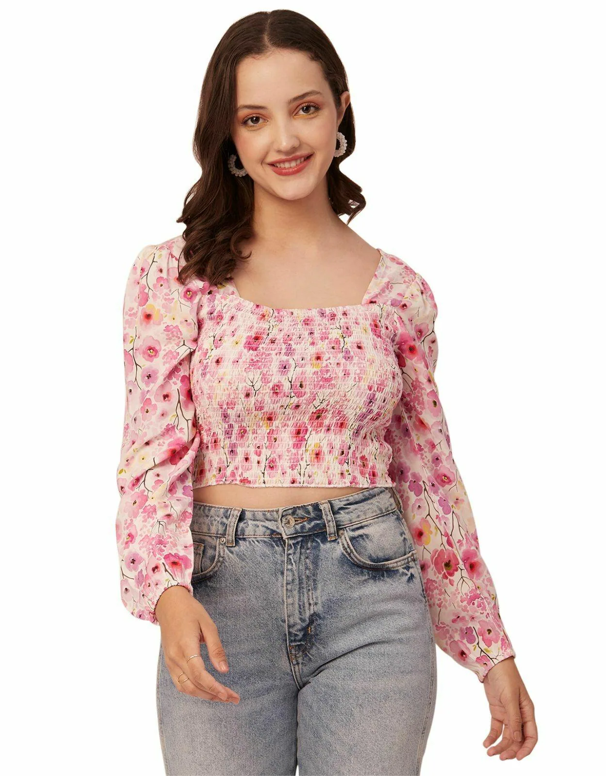 pink square neck crop top