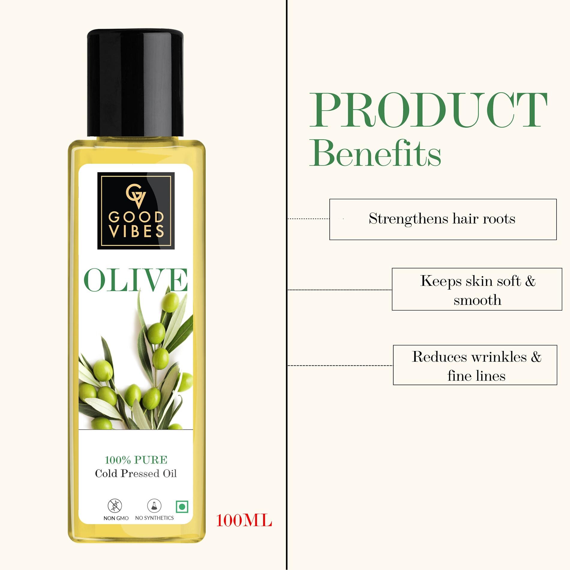 Good Vibes 100% Pure Olive Carrier Oil Cold Pressed (100 ml) - JioMart