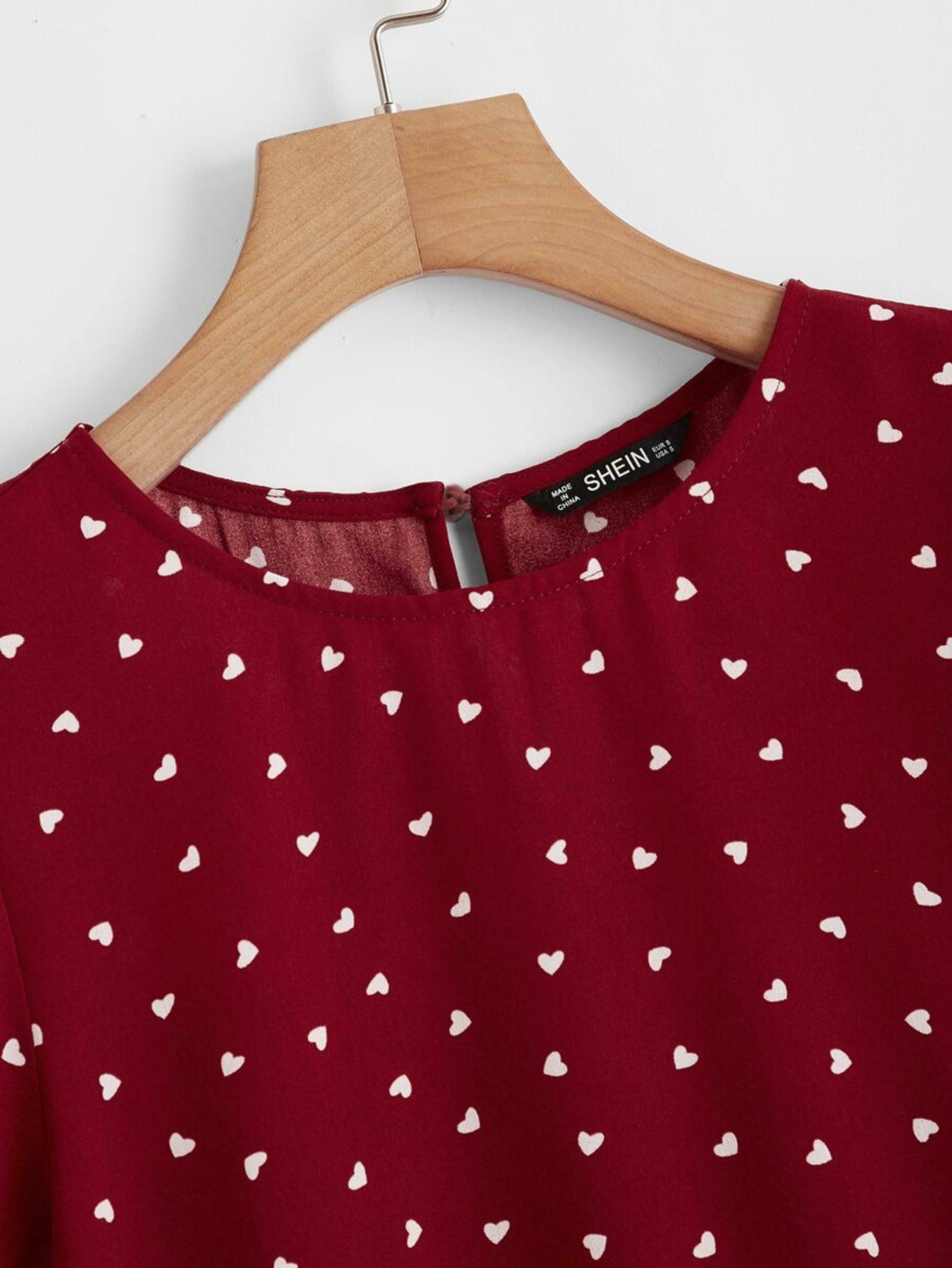 baseball63 様専用heart button peplum tops Buy Heart Print Puff