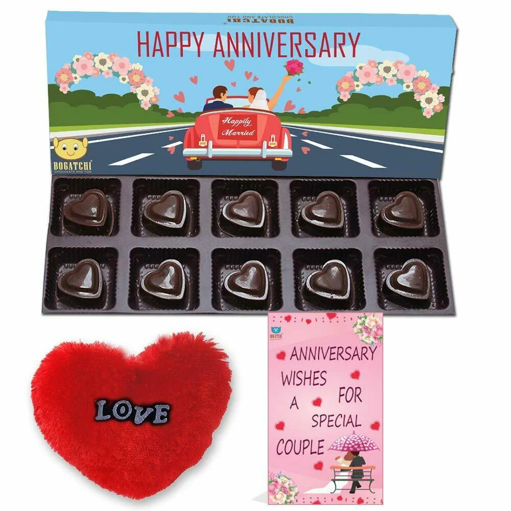 BOGATCHI Chocolates Happy Anniversary Heart Chocolates Box,10 pcs ...