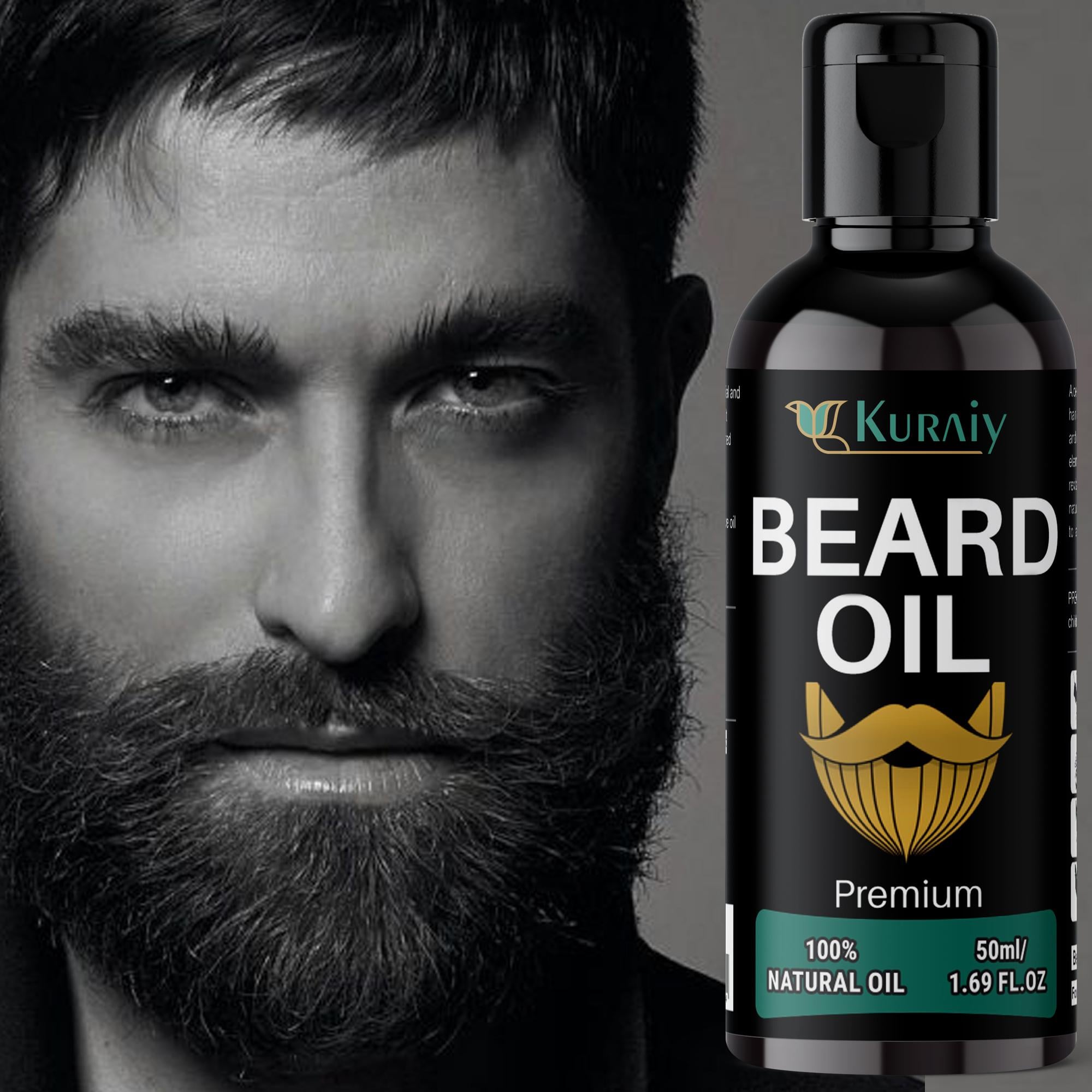 KURAIY Men Fast Beard Growth Oil 100% Natural Organic Beard Essential Oil Hair  Loss Treatment Hair Growth Essence Enhancer Beard Care - JioMart