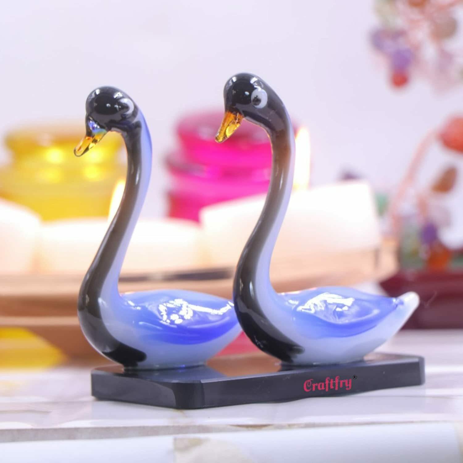 Buy Glass Duck Showpiece Crystal Showpiece Duck Pair Glass Blue