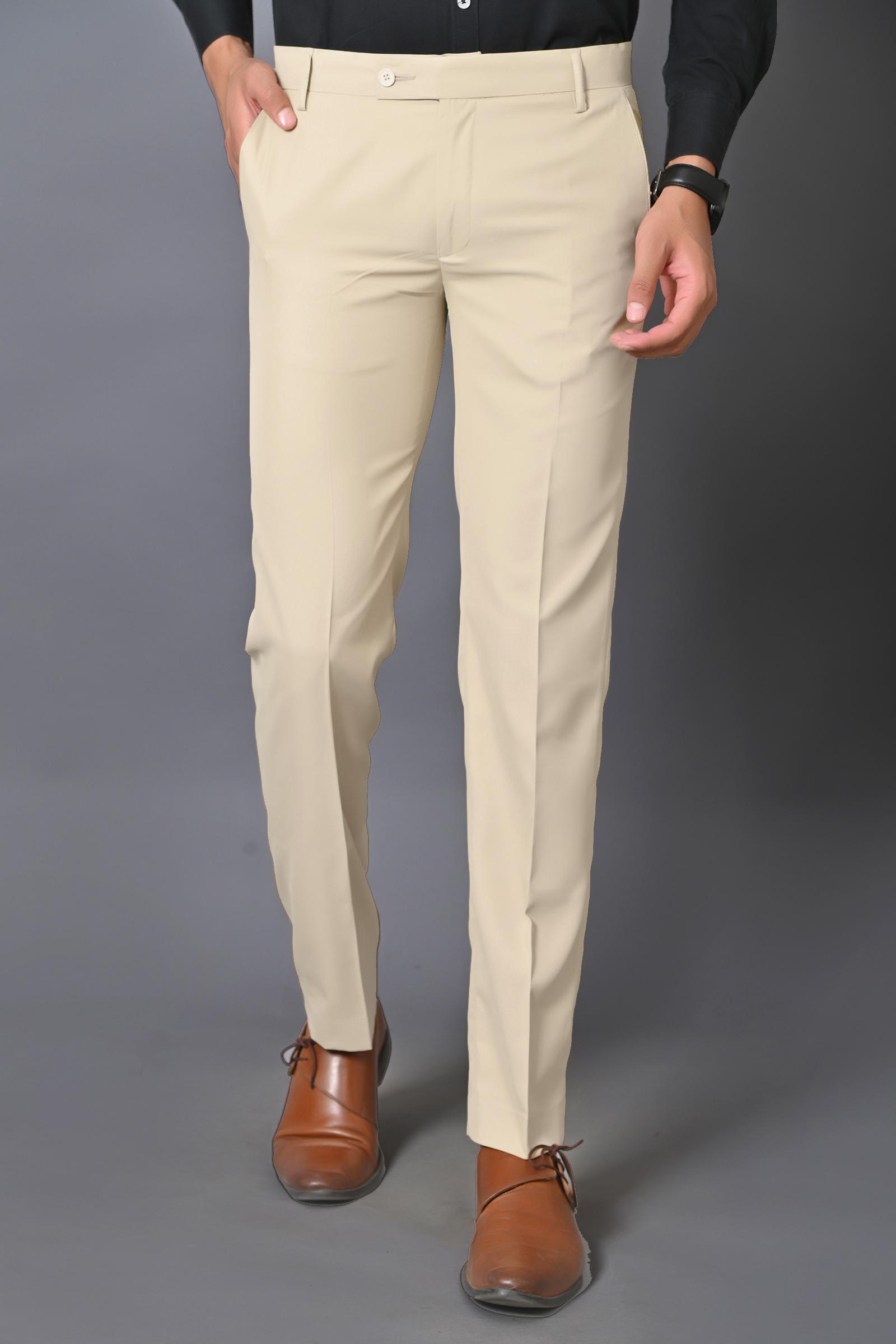 Buy el cielo Men's Beige Regular Fit Formal Trouser Online at Best Prices  in India - JioMart.
