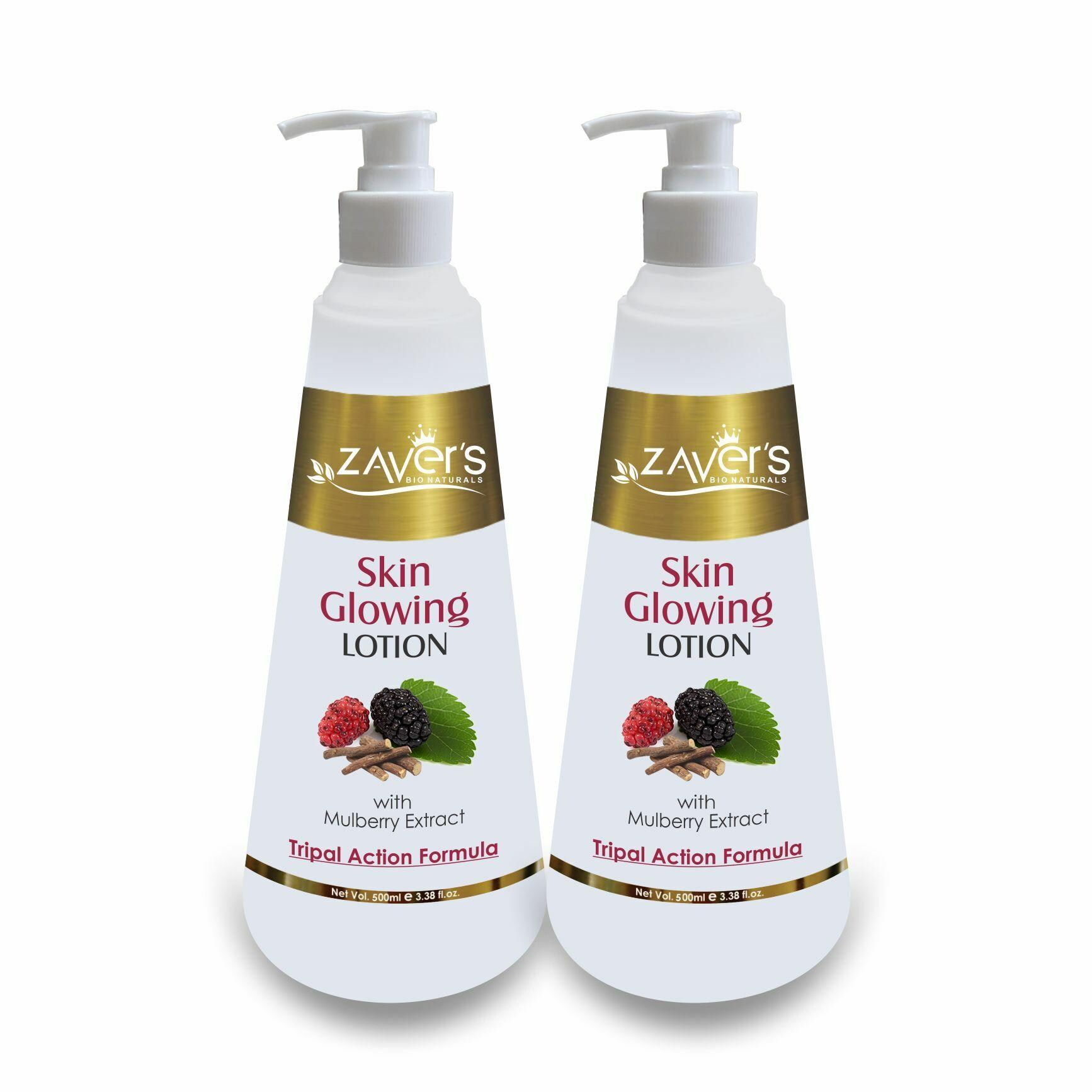 Buy Zavers Skin Glowing Lotion Pack of 2 (1000 ml) - With Melberry
