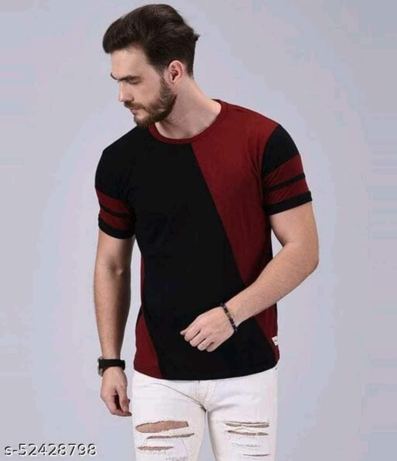 Buy Quity Fashion Half Sleeve Round Neck Double Shade T shirt For Men -  Maroon Online at Best Prices in India - JioMart.