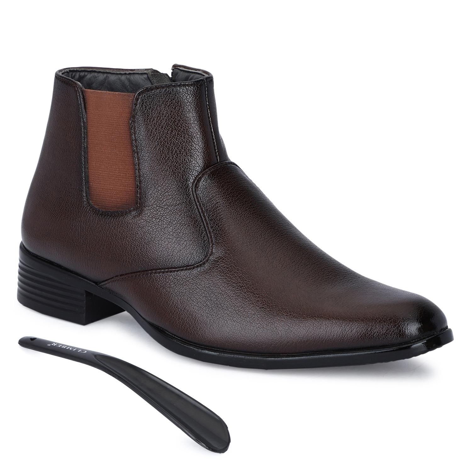 CCO Buy Ronzo Clarcks Formal Black Synthetic Leather Zip Boots For Men