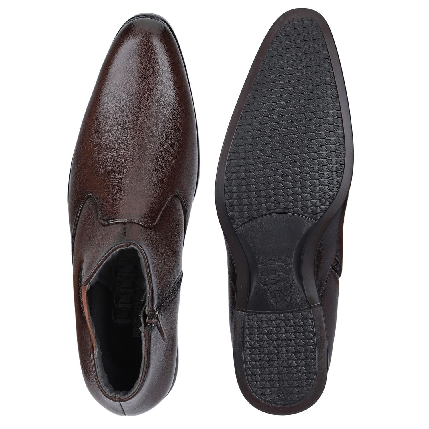 Buy Ronzo Clarcks Formal Black Synthetic Leather Zip Boots For Men