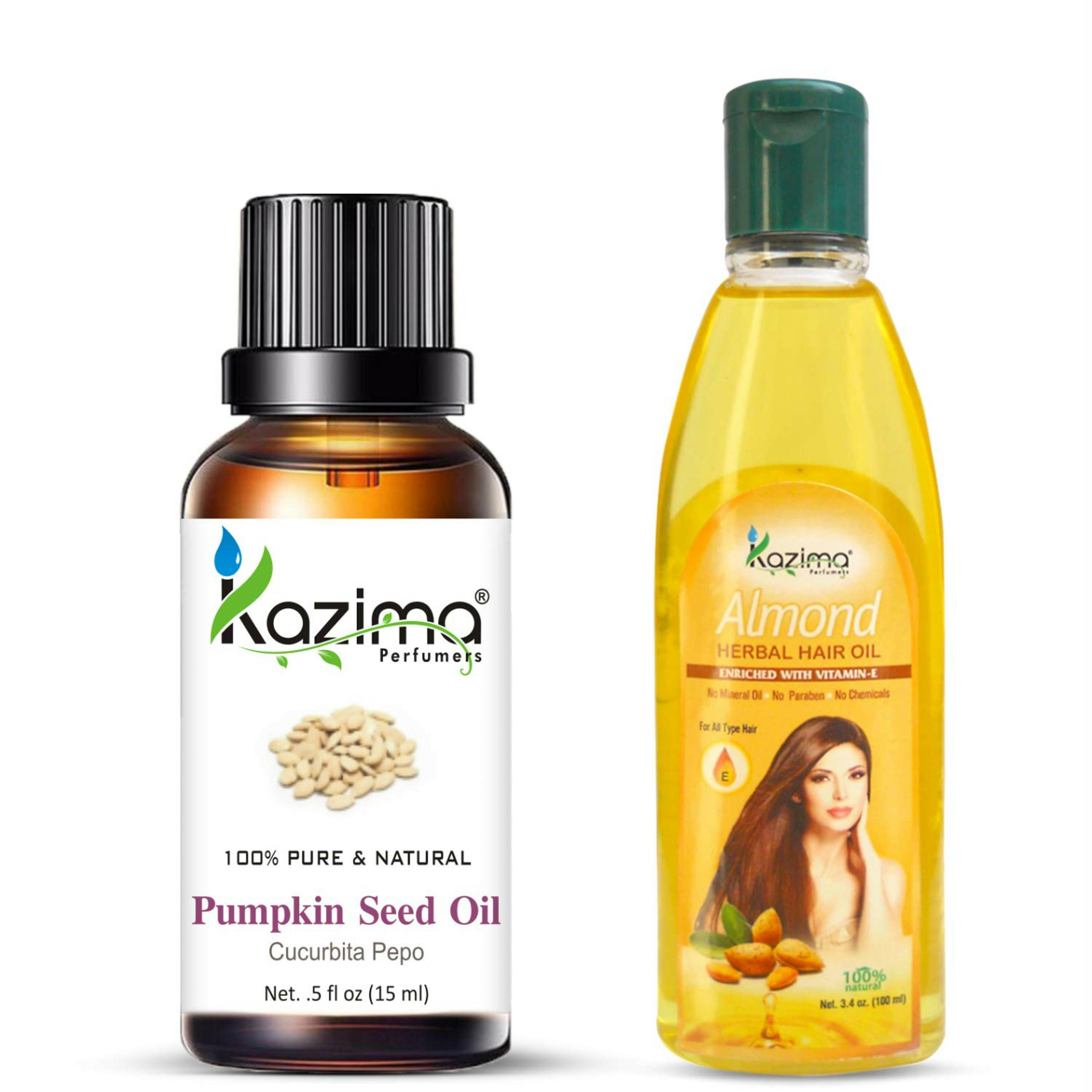 KAZIMA Pumpkin Seed Oil 15ml And Almond Herbal Hair Oil 100ml Anti Hair  Fall Control And Hair Growth (Combo Of 2) - JioMart