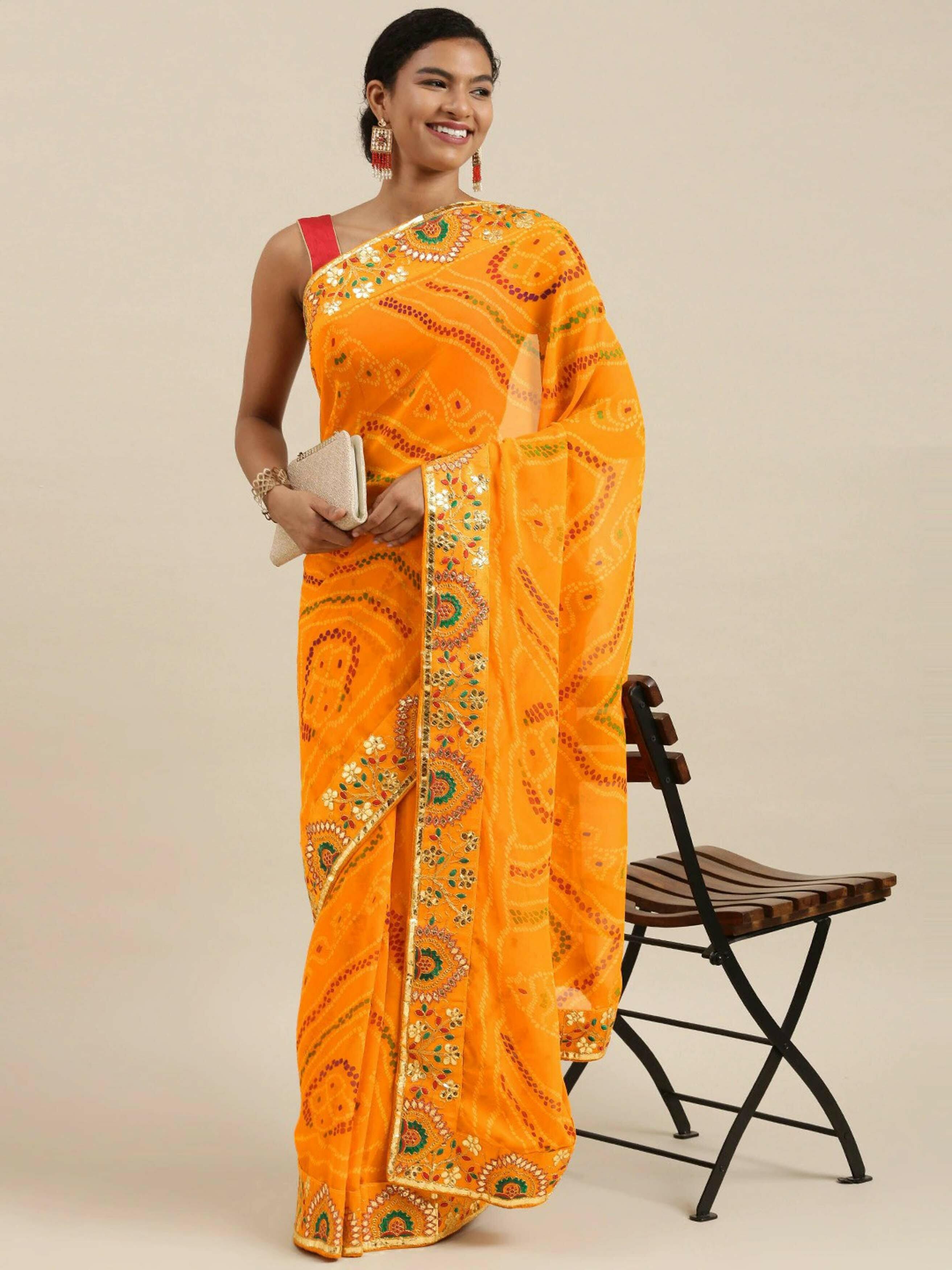 STYLEWELL LAUNCH BANDHEJ HAND PRINT BANDHANI SAREE ONLINE SAREE STORE -  textiledeal.in