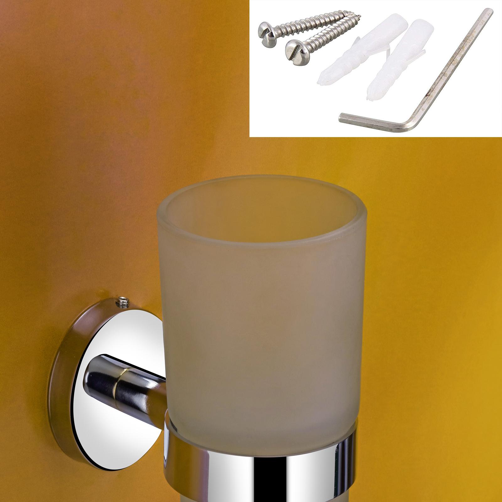 Drinking Glass Tumbler or Toothbrush Holder Chrome Mordern Bathroom Accessory 