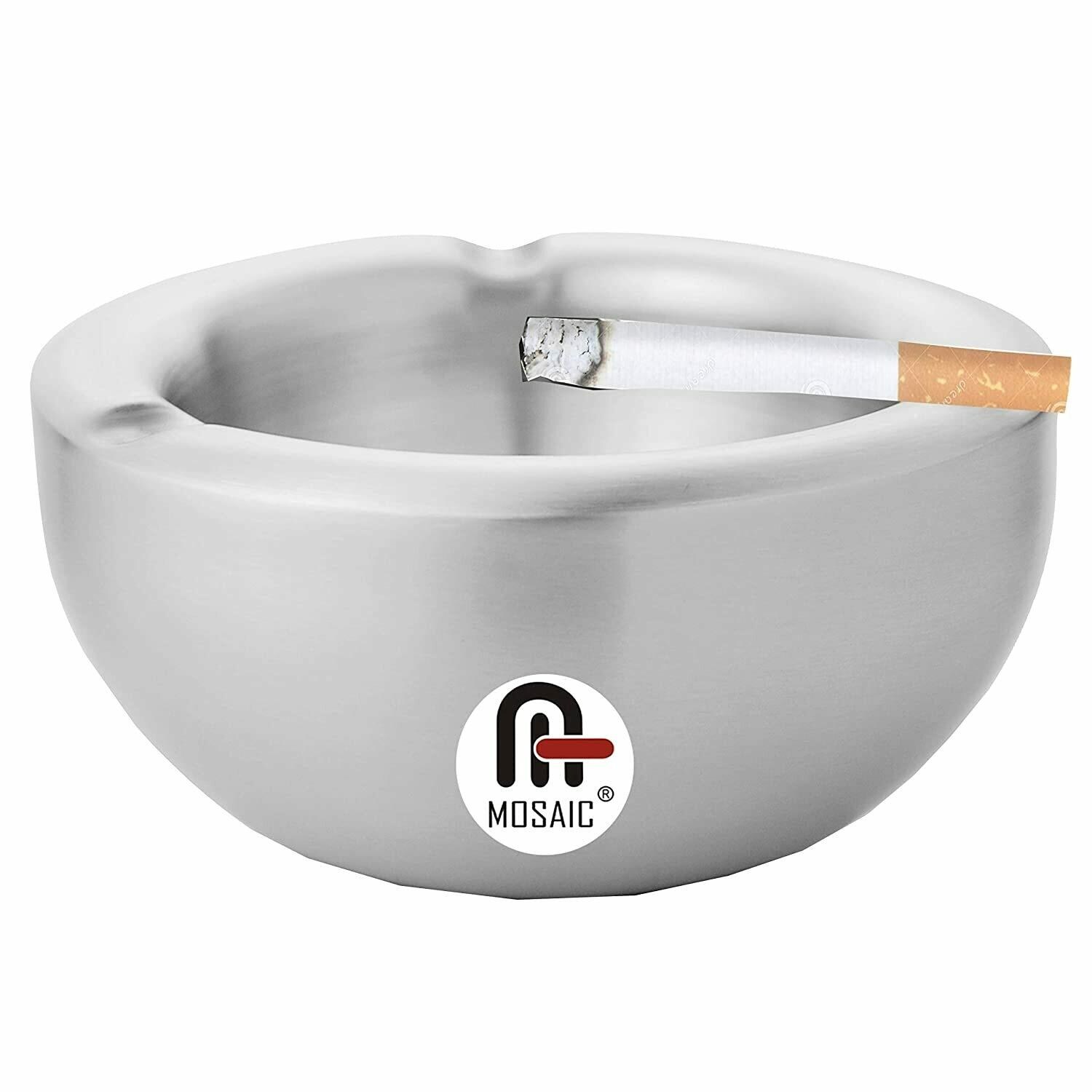Stainless Steel Mini Trash Can Tabletop Cigar Ashtray Home Office Bar Car