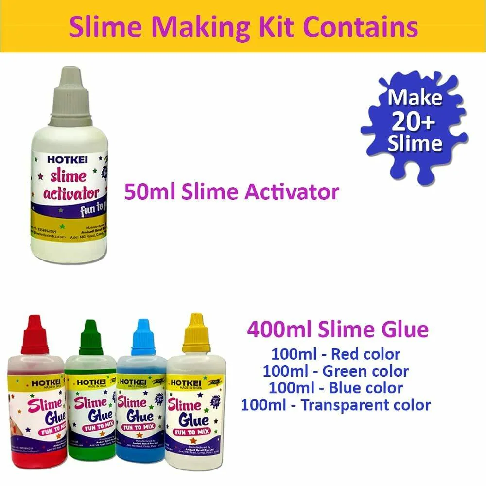 Buy HOTKEI (Makes 20+ slimes) Multicolor Scented DIY Magic Toy Slimy Slime  Activator Glue Gel Jelly Putty Making kit Set Toy for Boys Girls Kids Slime  Activator Making Kit 4 Colored Glue
