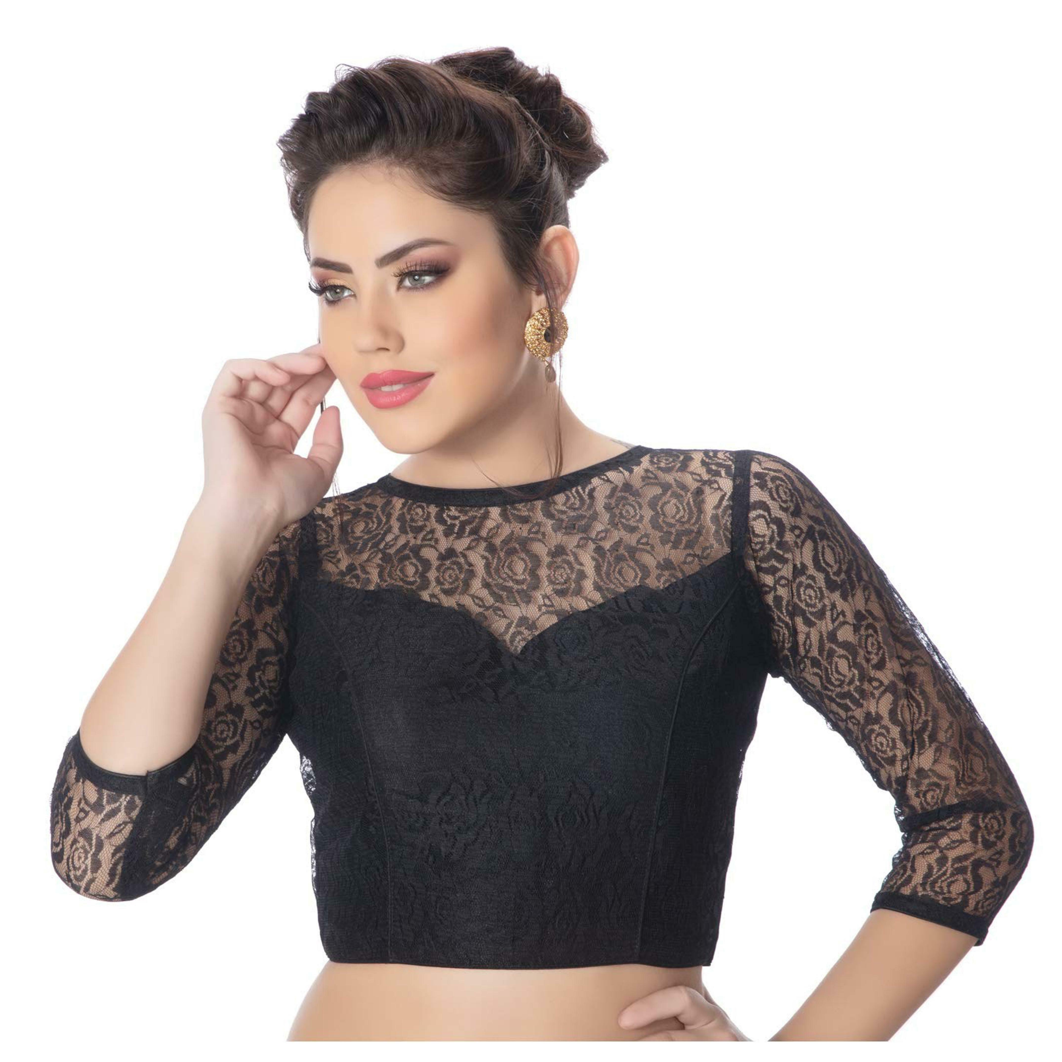 Buy Rinkoo Women's Rinkoo Net Butter Crepe Princess Cut Padded 3