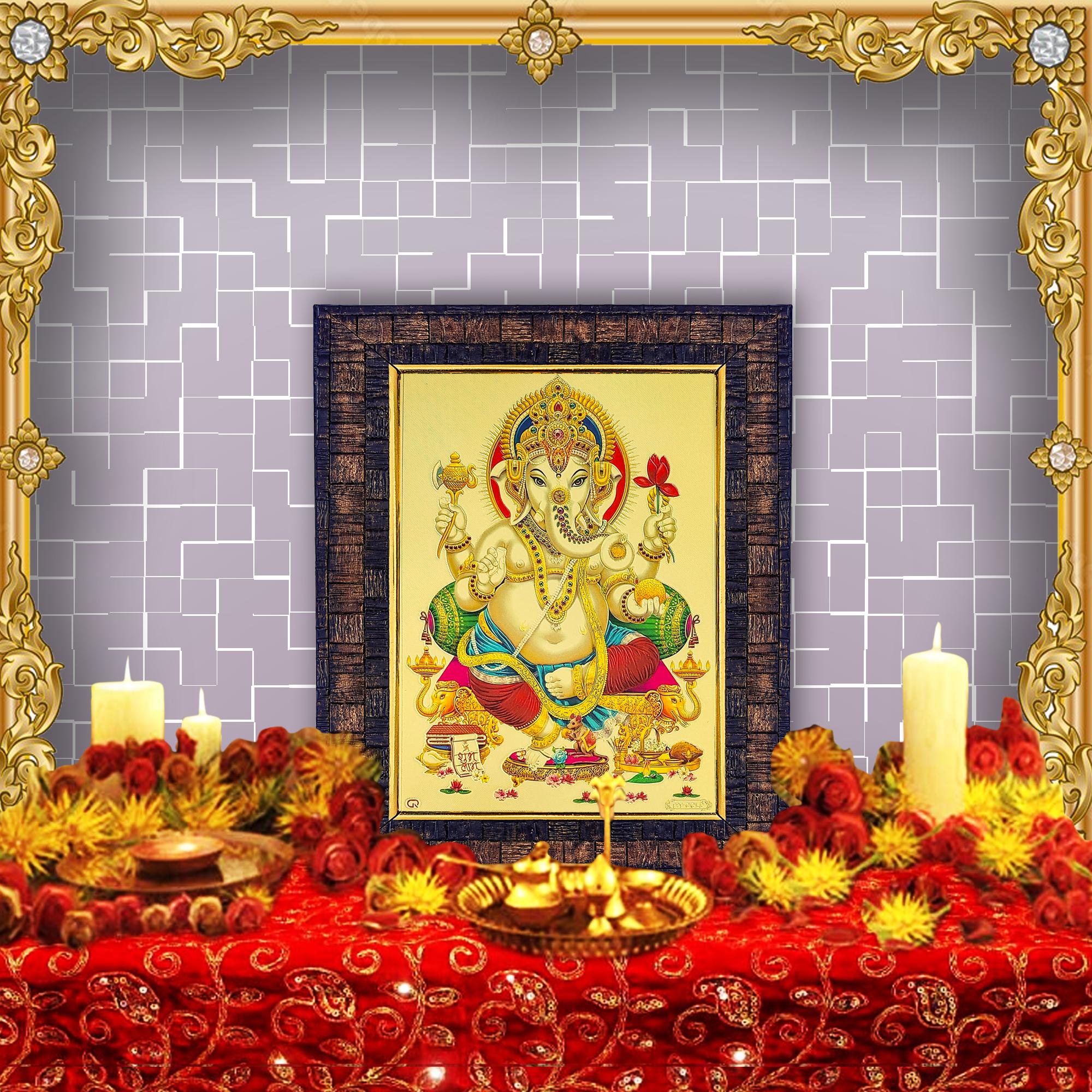 Buy Hawai Gold Plated Lord Ganesha Ganpati Wall Hanging Engineered