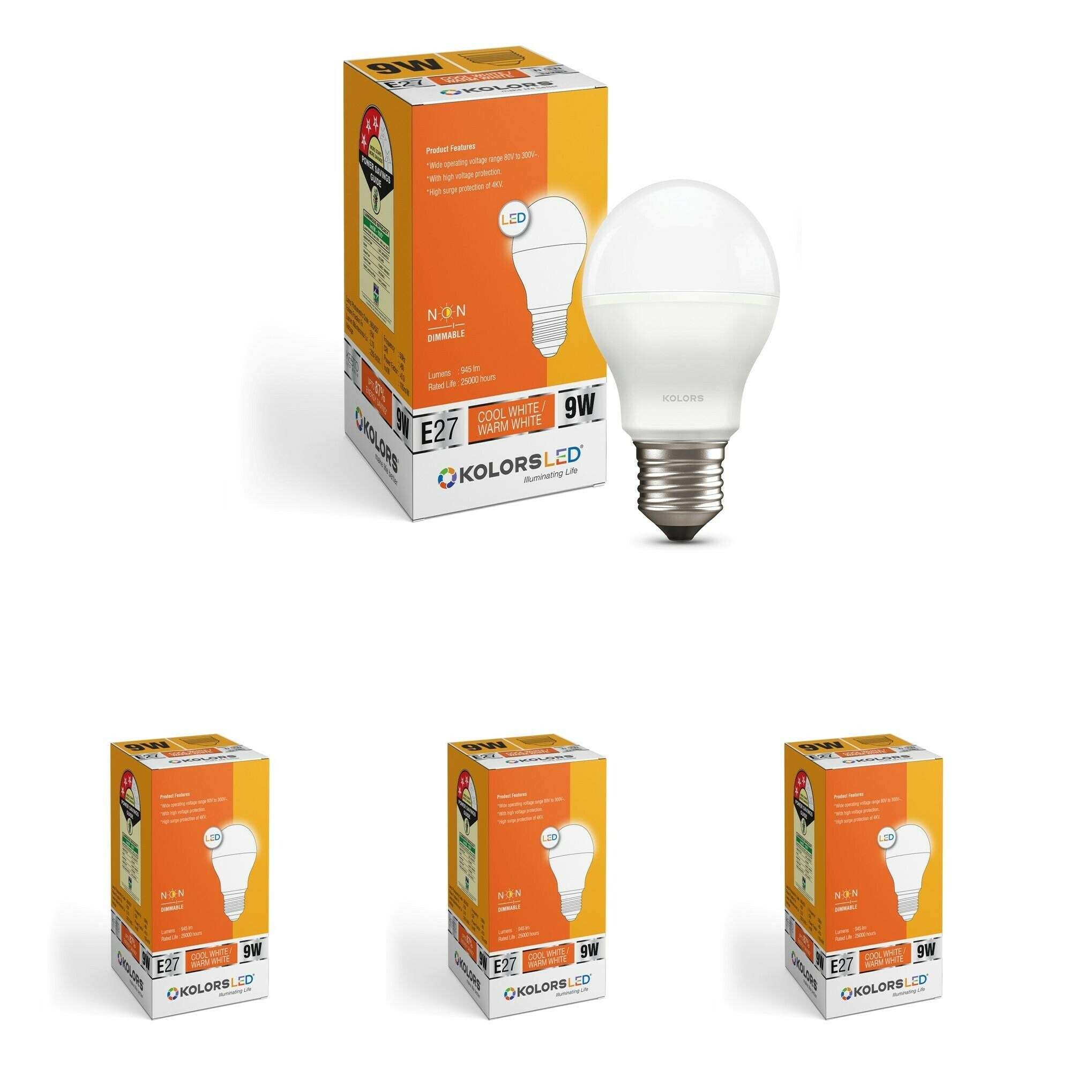 Buy Kolors LED Bulb 9W Warm White (2700-3200K) , E27, Screw Type