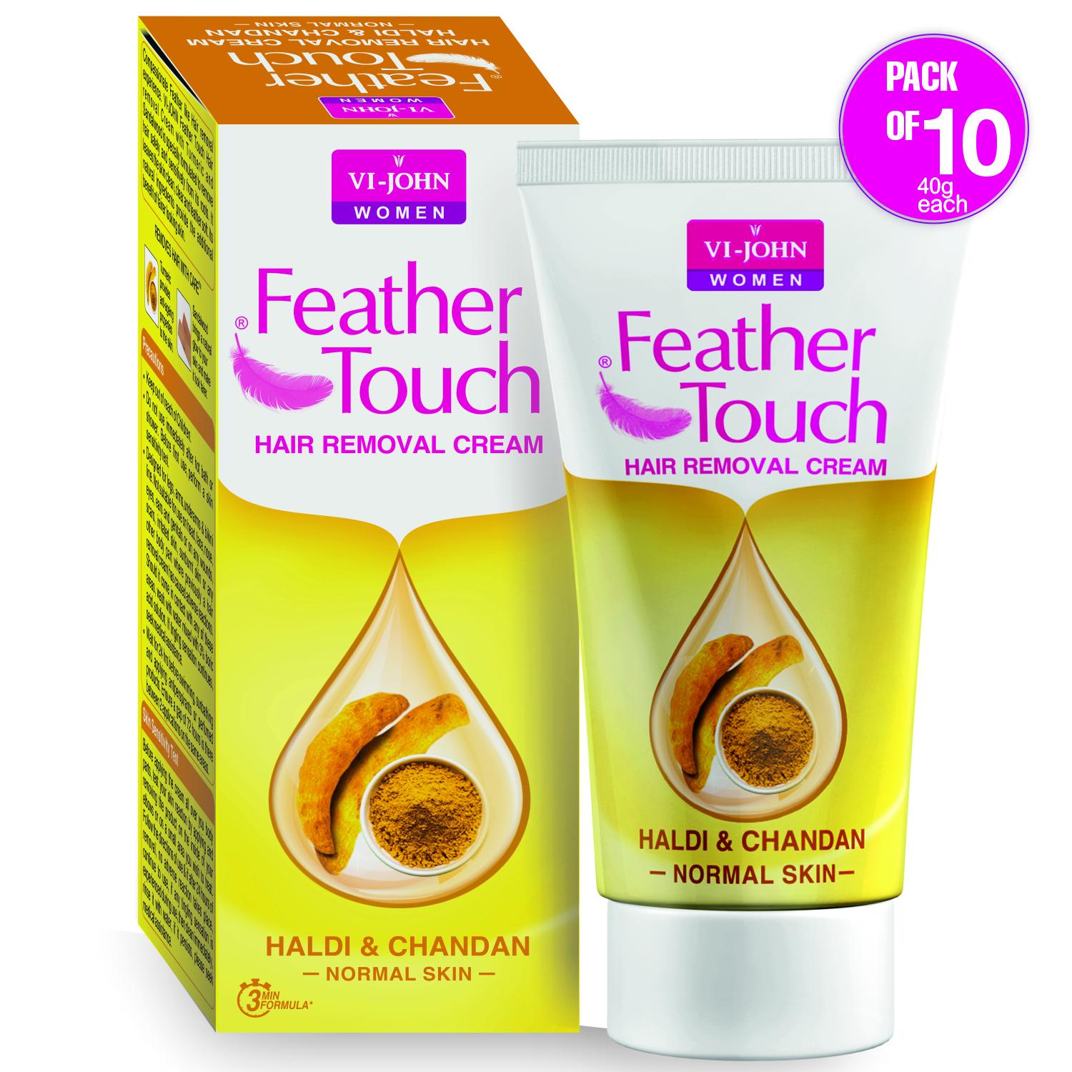 VI-JOHN Women Feather Touch Hair Removal Cream Haldi & Chandan 40g Each  (Pack of 10) - JioMart
