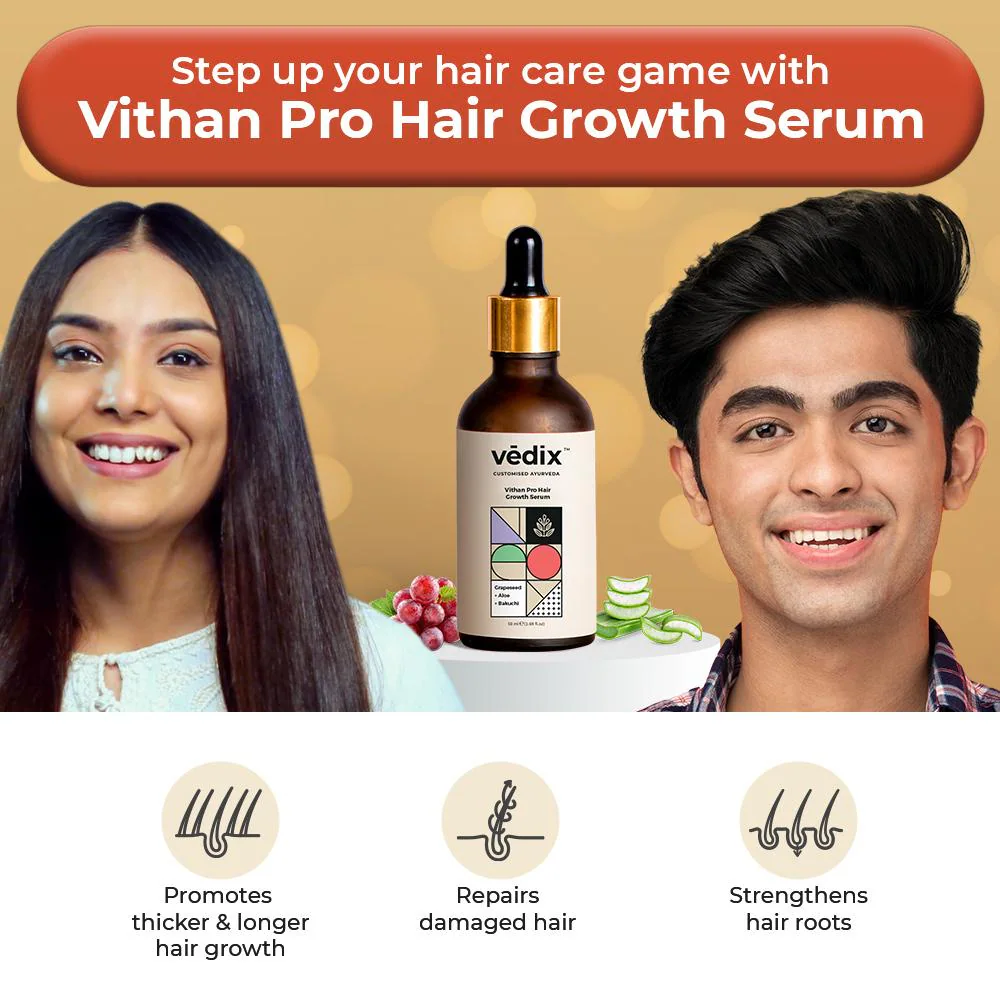 Vedix Ayurvedic Customized Vithan Pro Hair Growth Serum Strengthens &  Repairs Damaged Hair -50 ml - JioMart