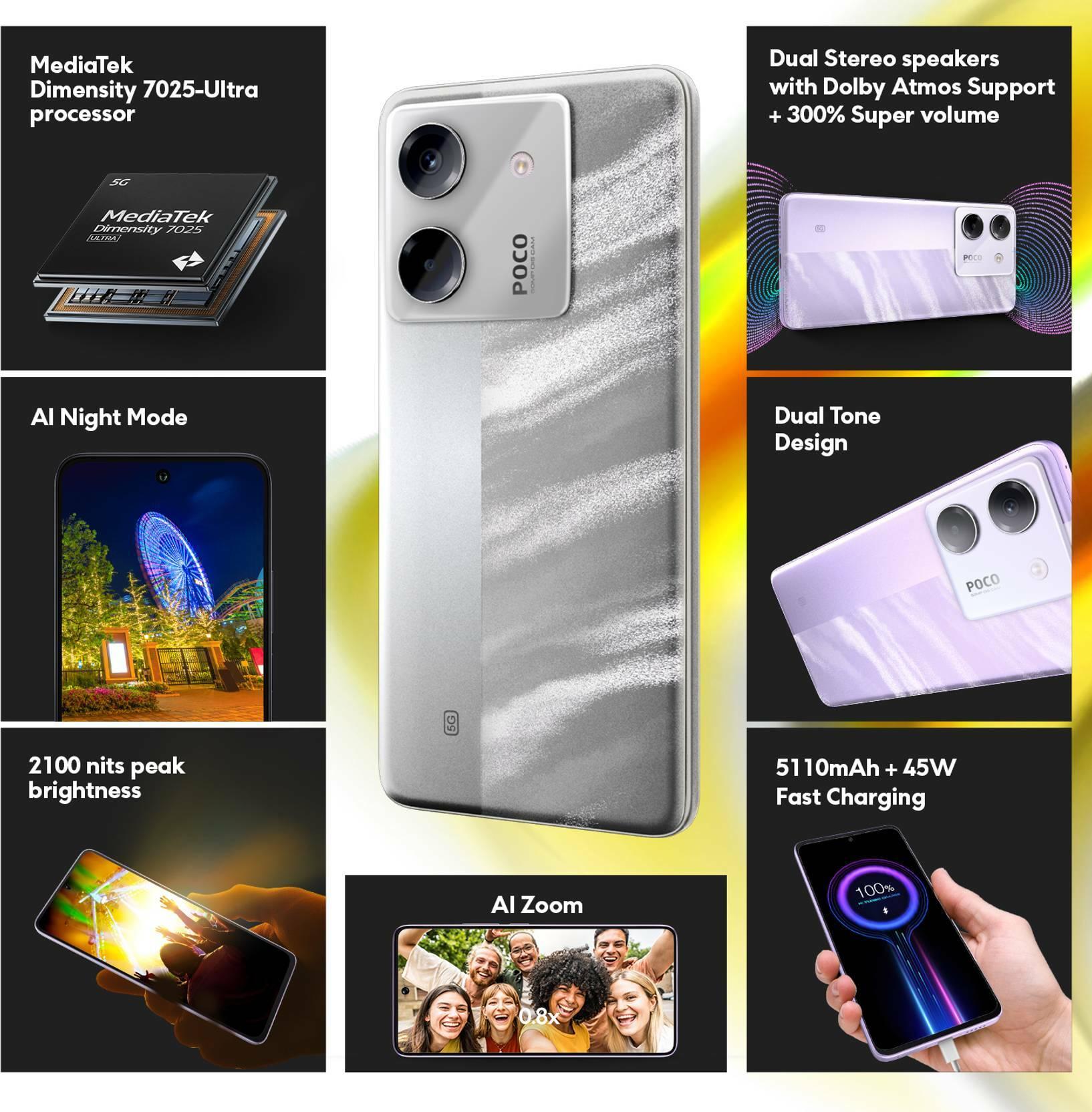 Buy Poco M7 Pro 5G, 6GB Ram, 128GB Storage, Lunar Dust, Smartphone