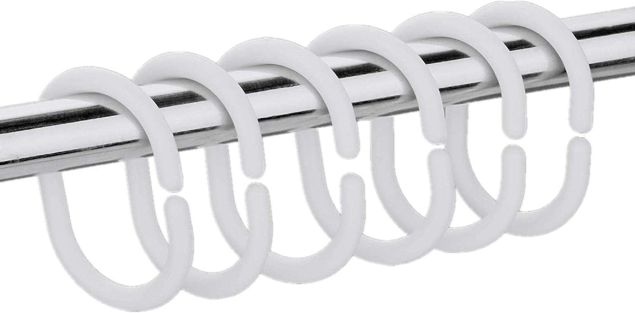 12pcs Plastic Clear C Type Bathroom Shower Curtain Liner Hook Hooks Rings I 