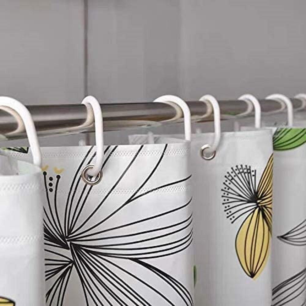 Shower Curtain Opening Ring Reusable Plastic Shower Curtain Rings Hooks Bath Accessories for Bathroom Shower Window Rod Use 12 Packs White 