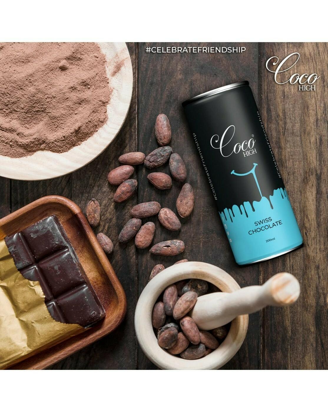 Coco Buy COCO HIGH Swiss Chocolate Drink 200 ml X 8 Cans, Chocolate