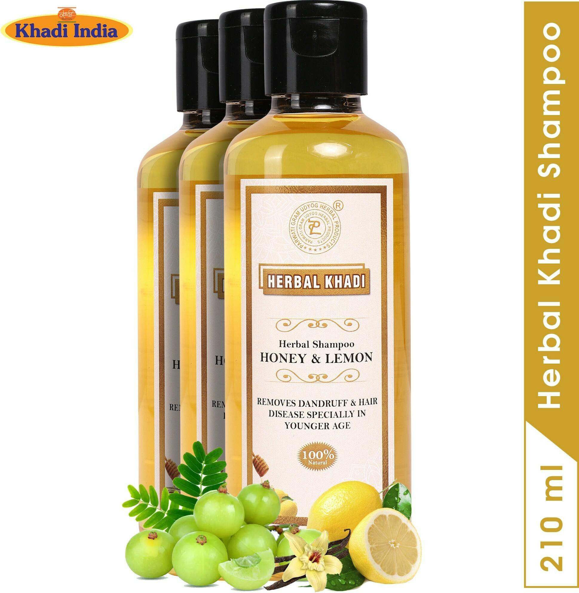 Herbal Khadi Honey Lemon Herbal Shampoo For Anti Dandruff & Hair Growth  Booster Hair Fall Control Conditioned for Men & Women 630 ml (Pack of 3) -  JioMart