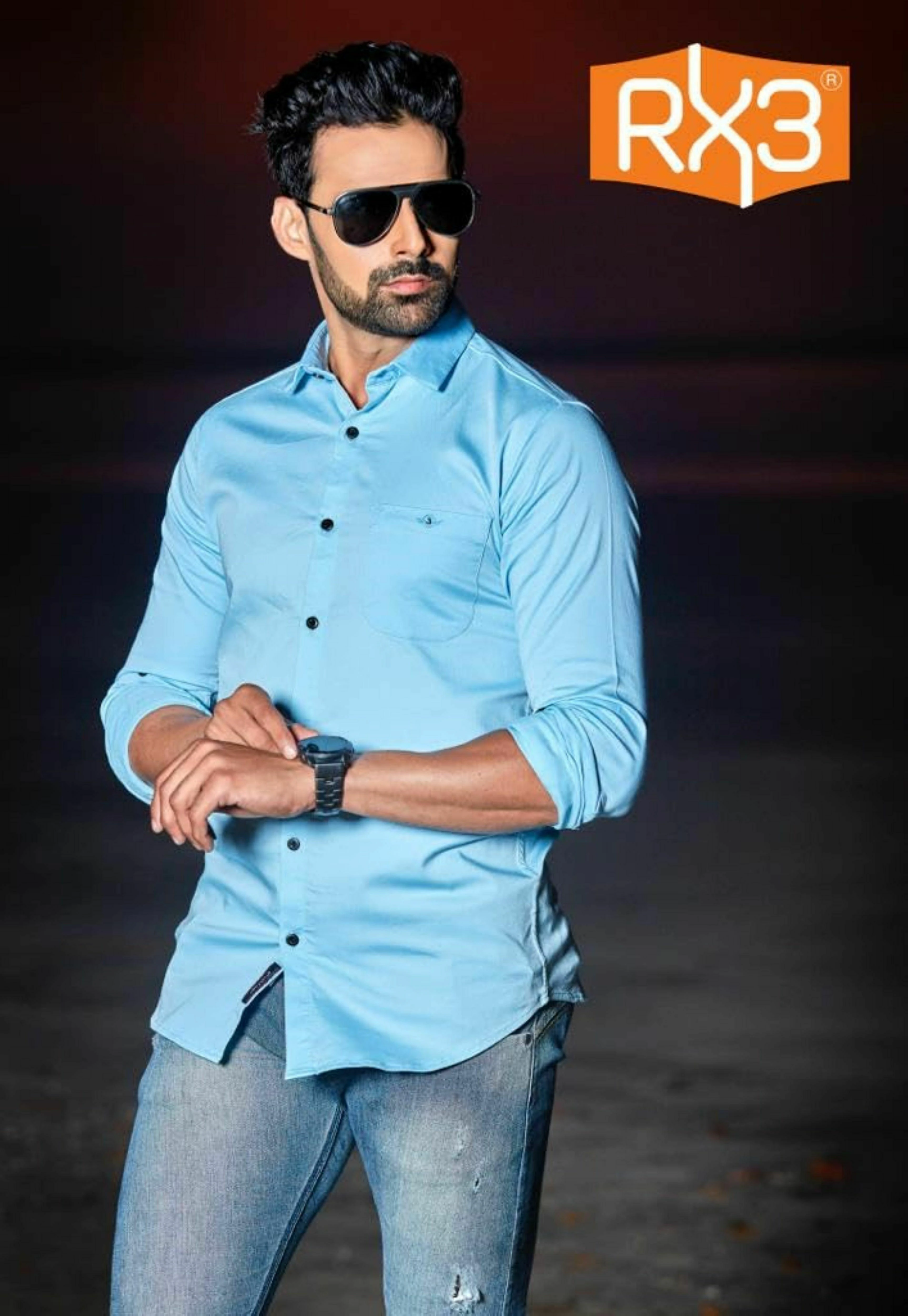 Buy RX3 Men's Cotton Casual Shirt With Flat Collar & Full Sleeves