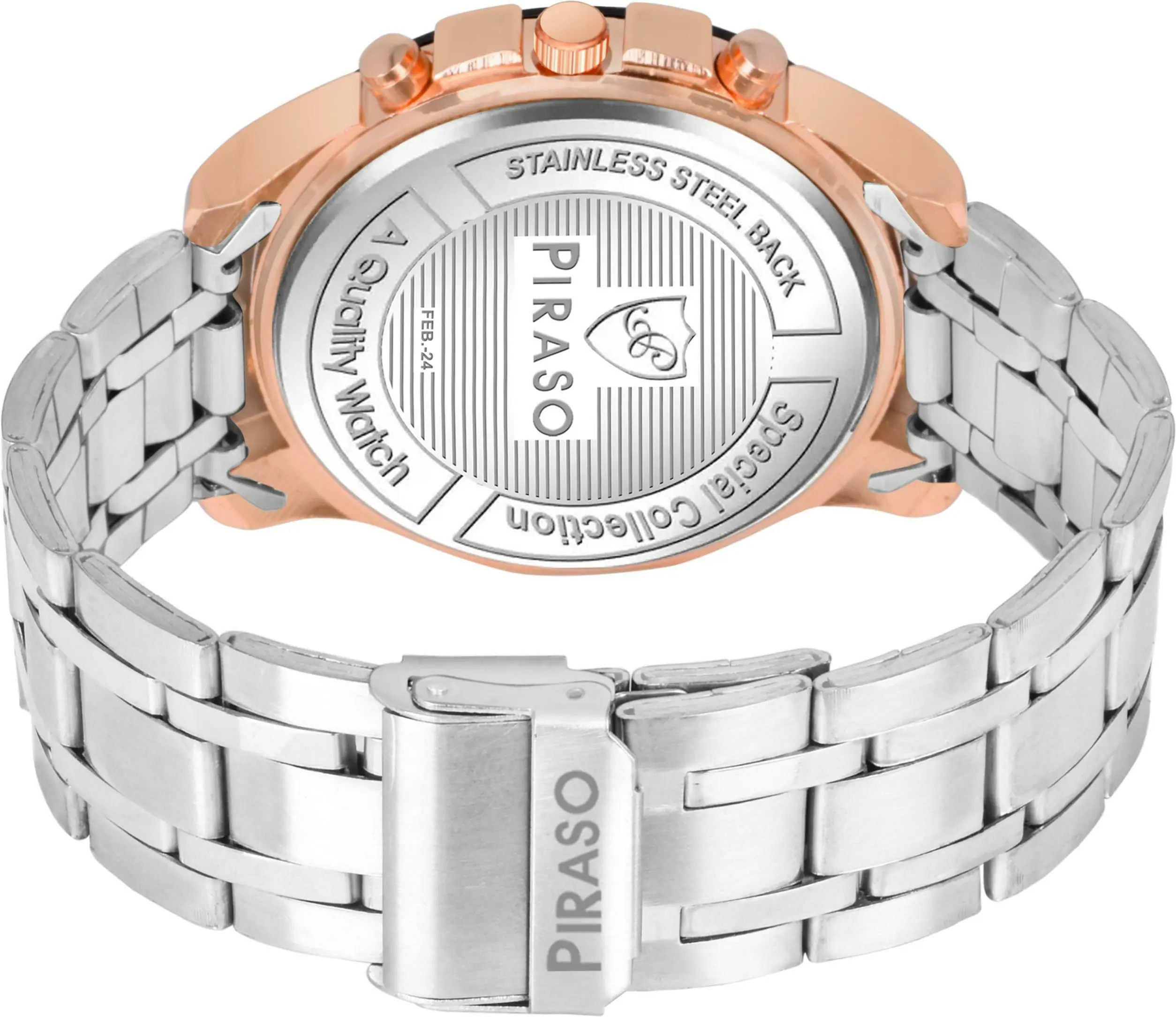 Buy Piraso Analog Watch Date Display Black Dial, Silver Chain