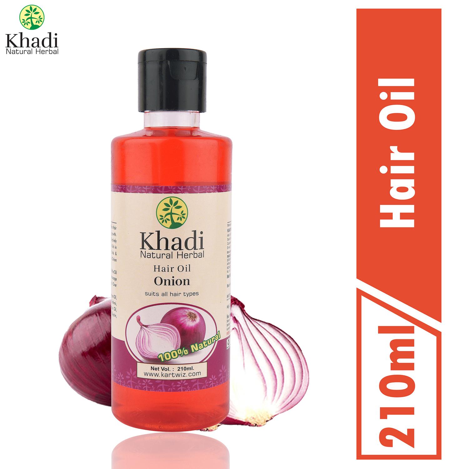 KHADI HERBAL Onion Hair Oil For Hair Growth With Argan, Sank Pushpi, Brahmi  & Coconut 210ML-Pack of 1 - JioMart