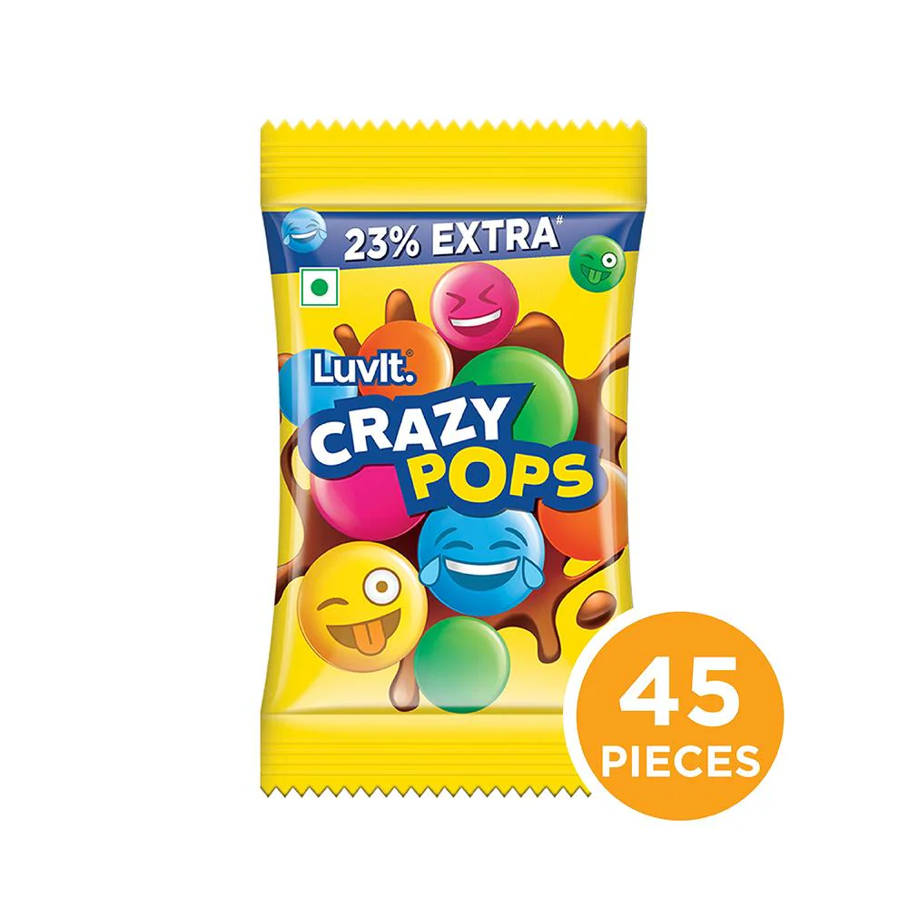 Buy LuvIt CrazyPops | Button Shaped Treats | Gems | Pack of 45