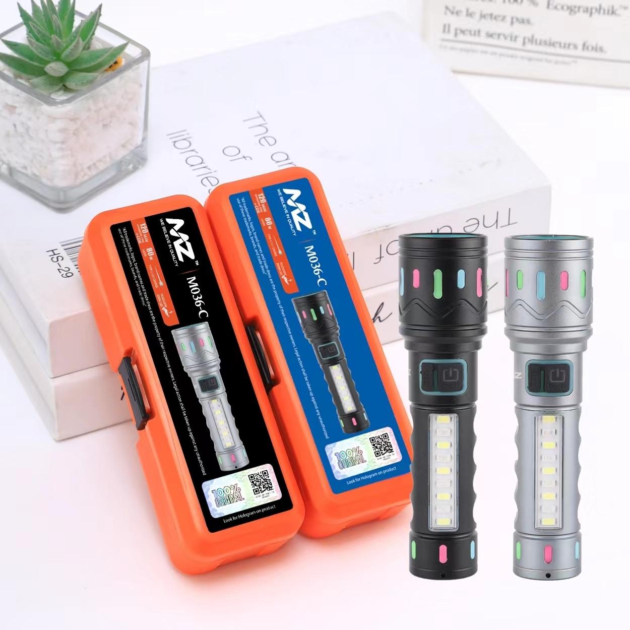 Buy MZ M036C (ZOOMABLE METAL LED TORCH)5 Modes Flashlight, Super