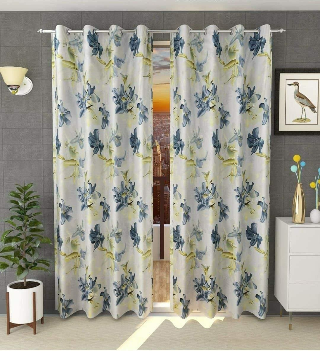 Shinzo Polyester Fl Door Curtain Window Premium Weaved Parda Latest